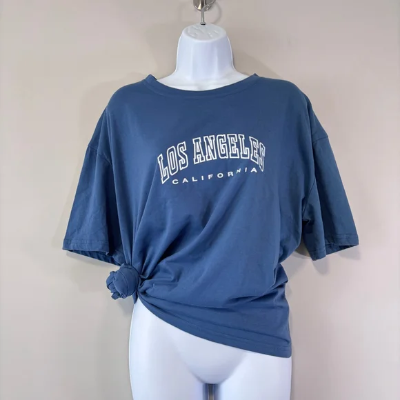 SHEIN Women's Los Angeles California Blue Oversized Short Sleeve T-Shirt NIB - Picture 4 of 6